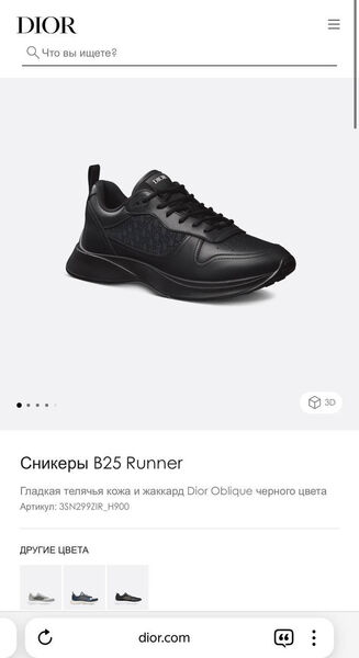Мужские кроссовки Christian Dior мужской кожа черный 167265-6