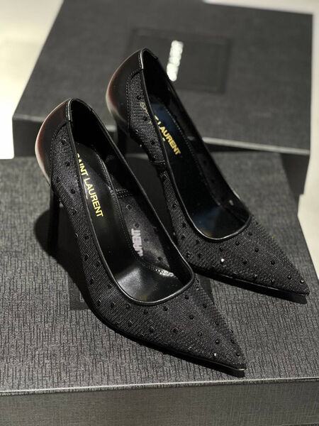 Туфли Saint Laurent женский сетка черный 146216-3