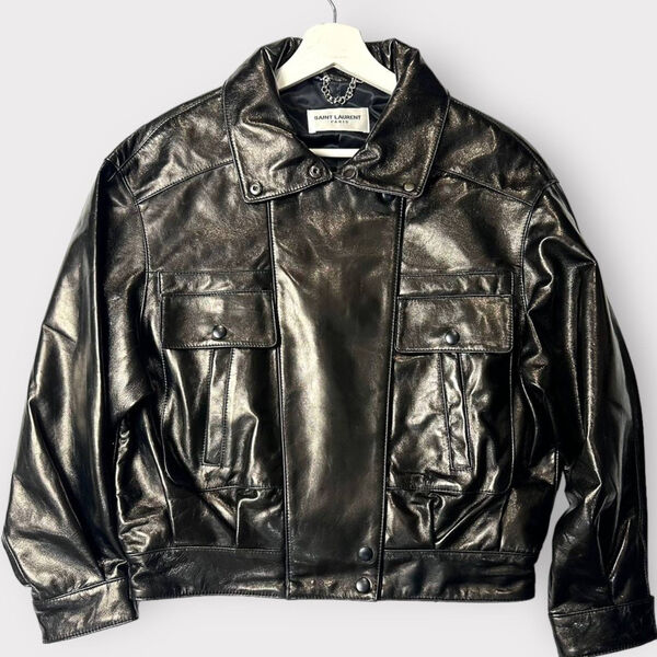 Куртка Saint Laurent женский кожа черный 159649
