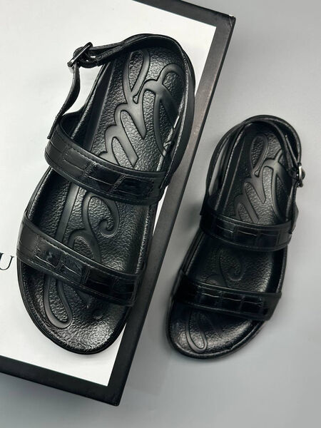 Мужские сандалии Gucci мужской кожа черный 191764-2