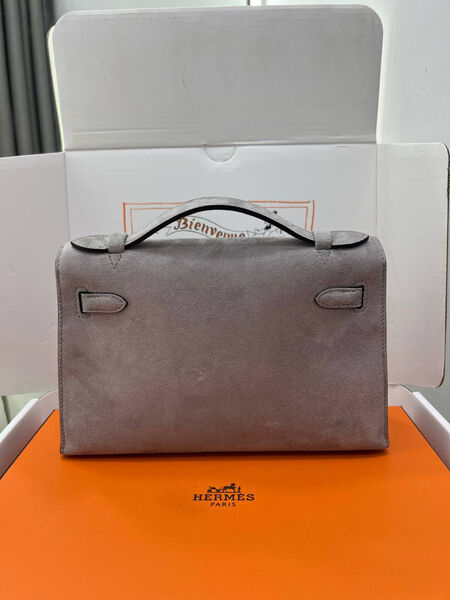 Сумка Hermèskelly Pochette женский замша графитовый 155750-4
