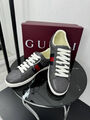 Мужские кеды Gucci мужской кожа графитовый 196023-2