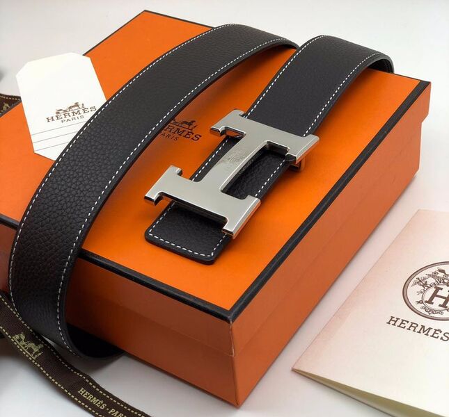 Мужской ремень Hermès мужской кожа черный 52586