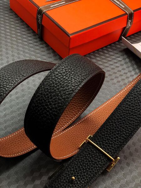 Мужской ремень Hermès мужской кожа черный 52492-2
