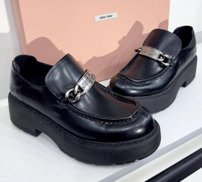 Лоферы Miu Miu женский кожа черный 167213