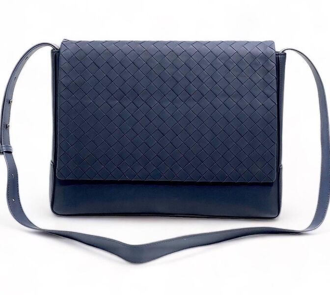 Мужская сумка мессенджер Bottega Veneta мужской кожа синий 150120