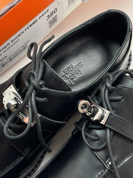 Дерби Hermès женский кожа черный 16349-14