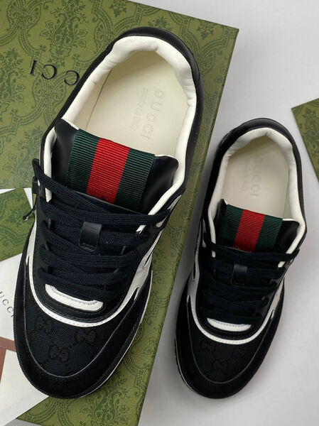 Мужские кроссовки Gucci мужской текстиль черный 158505-5