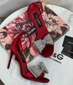 Босоножки Dolce & Gabbana женский сатин винный 180904