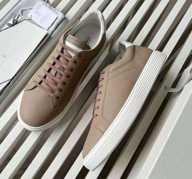 Мужские кеды Brunello Cucinelli мужской кожа бежевый 140590