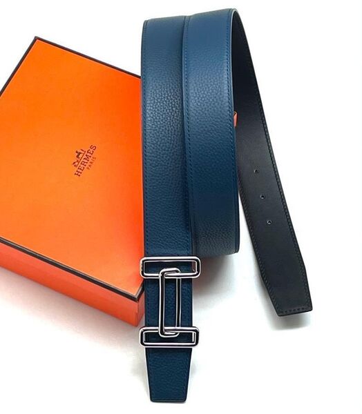 Мужской ремень Hermès мужской кожа синий 108484