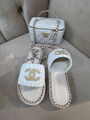 Шлепки Chanel женский кожа белый 190832-2
