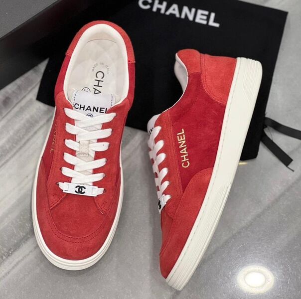 Кеды Chanel женский замша бордовый 120037