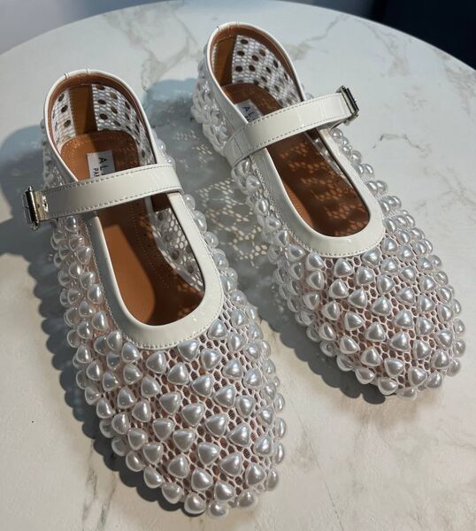 Балетки Alaïa женский кожа белый 185499