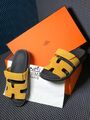 Шлепки Hermès женский замша горчичный 89407-4