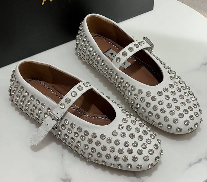 Балетки Alaïa женский кожа белый 137620
