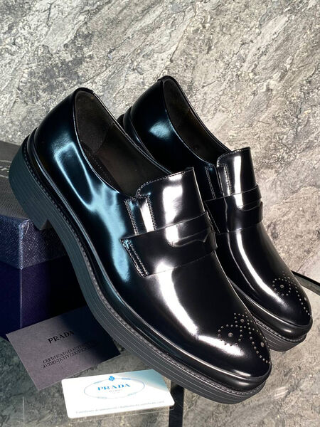 Мужские лоферы Prada мужской кожа черный 171820-2