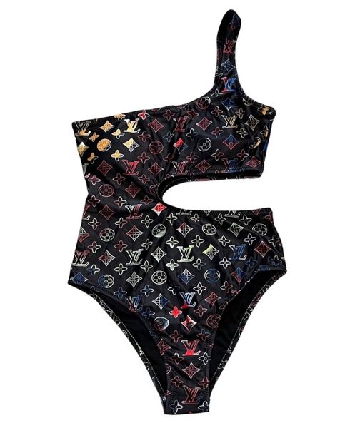 Купальник Louis Vuitton женский черный,белый 106389