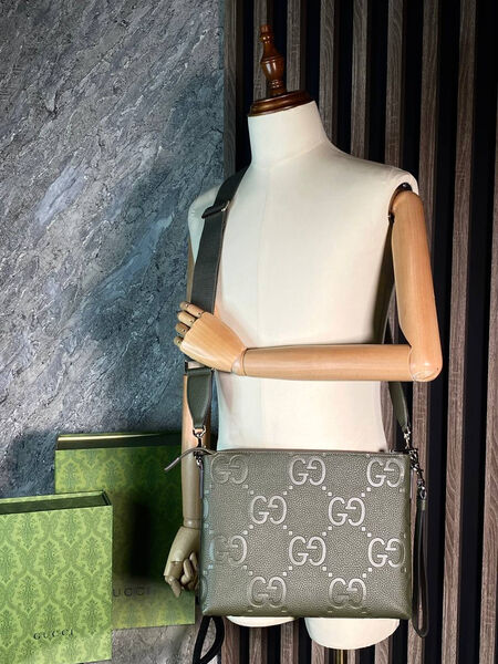 Мужская сумка мессенджер Gucci мужской кожа болотный 155327-2