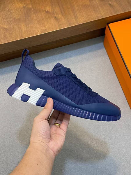Мужские кроссовки Hermès мужской кожа синий 173040-7