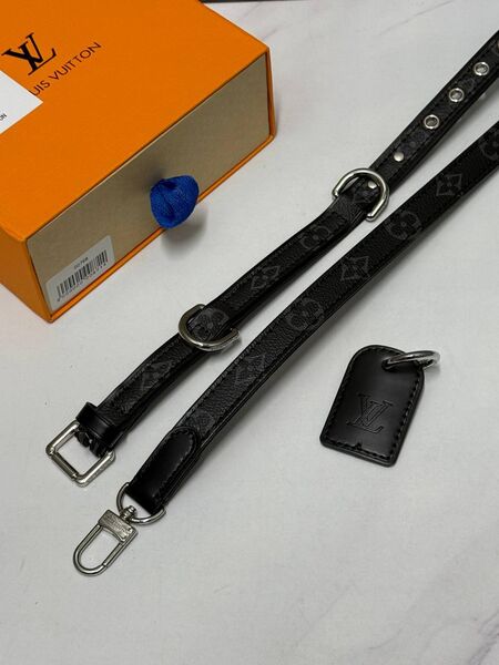 Ошейник для собак и кошек Louis Vuitton C поводком канва черный m8459722-1-7