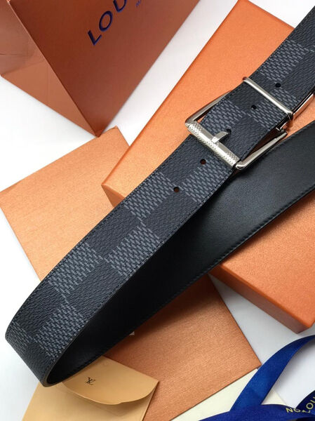 Мужской ремень Louis Vuitton мужской кожа черный 105310-2