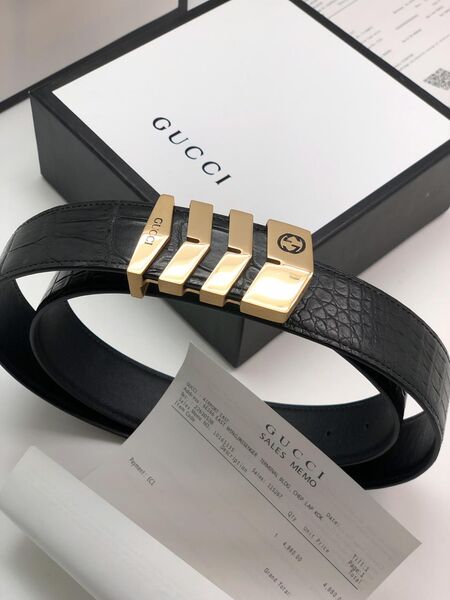 Мужской ремень Gucci мужской кожа черный 52379-3