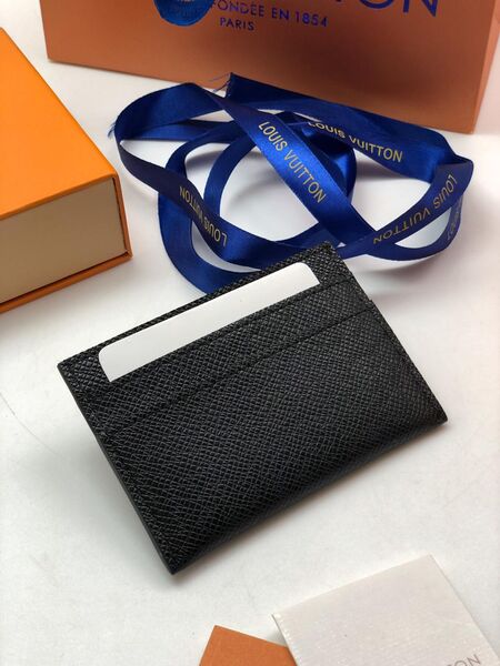 Держатель для карт Louis Vuitton Double женский кожа черный 16484-3