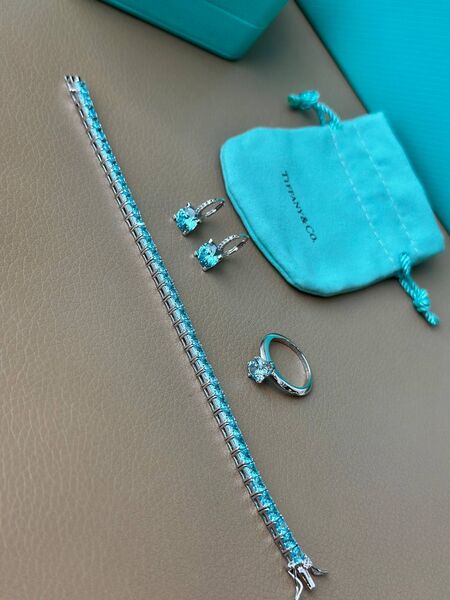 Комплект: браслет, кольцо, серьги Tiffany & Co. серебро бирюзовый h5294697-1-3