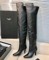 Сапоги ботфорты Saint Laurent женский кожа черный 168554-1