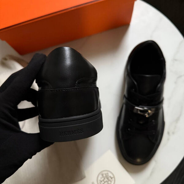 Мужские кеды Hermès мужской кожа черный 172609-6