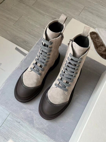 Ботинки Brunello Cucinelli женский замша графитовый 124102-2