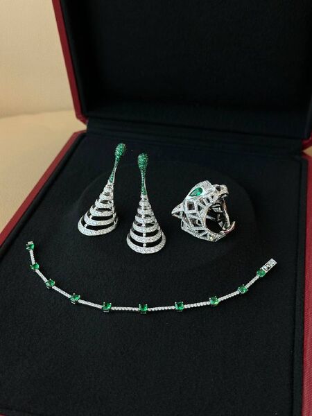 Комплект: кольцо, серьги, браслет Cartier женский серебро p3579911-1-4