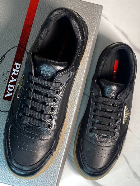 Мужские кроссовки Prada мужской кожа черный 161423-4