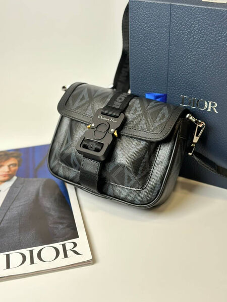 Мужская сумка мессенджер Christian Dior мужской кожа черный 133567-2