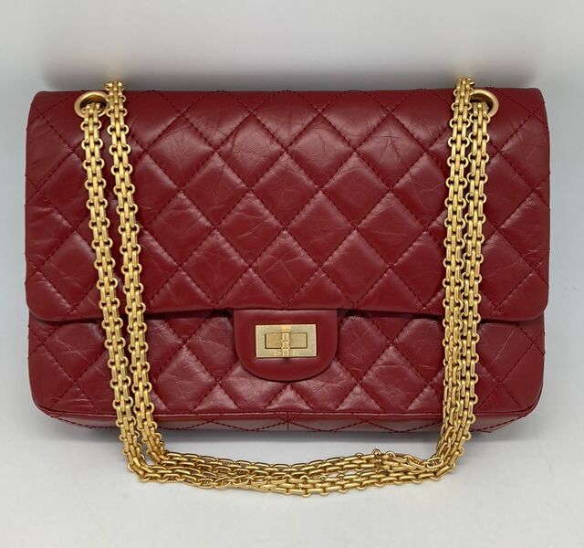 Сумка Chanel Vintage 28 см женский кожа бордовый 102738