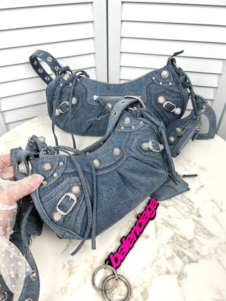 Сумка Balenciaga женский джинса бирюзовый 143031-3