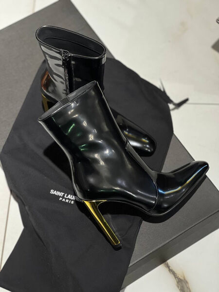 Ботильоны Saint Laurent женский кожа черный 129579-4