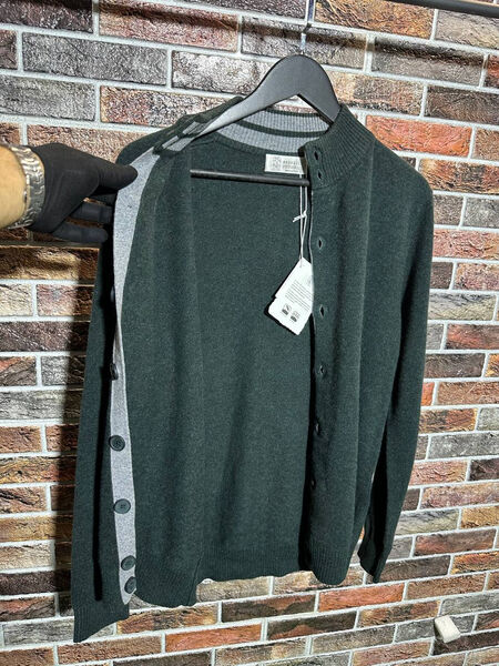 Мужской кардиган Brunello Cucinelli мужской болотный 159105-5