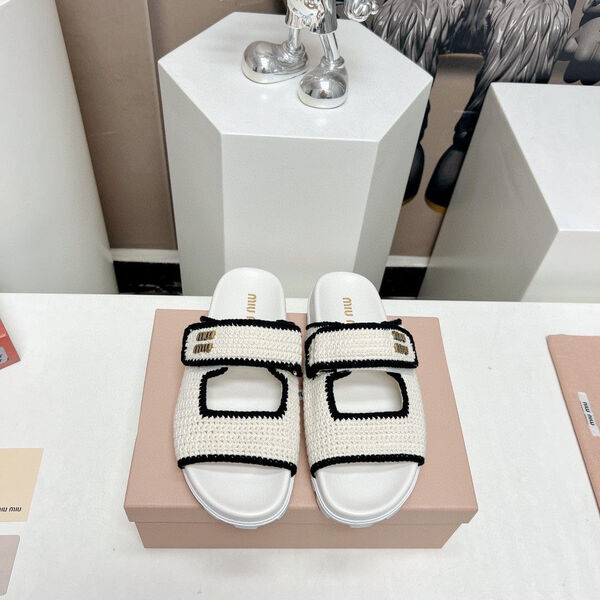 Шлепки Miu Miu женский текстиль белый 154062-2