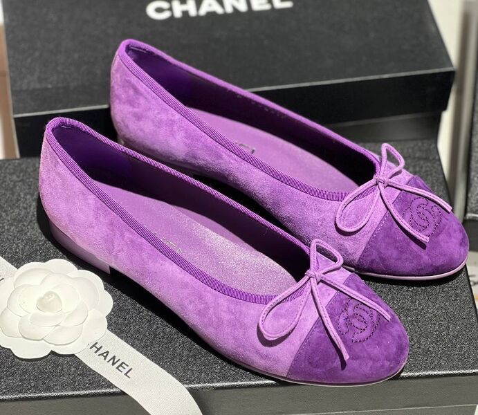 Балетки Chanel женский замша фиолетовый 149364