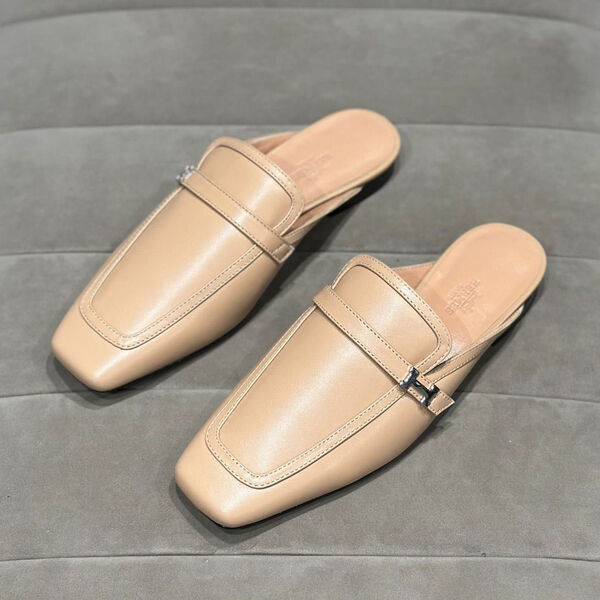 Мюли Hermès женский кожа бежевый 117099-3