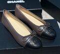 Балетки Chanel женский кожа графитовый 191338