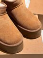 Угги Ugg Platform Mini женский замша бежевый 167679-3