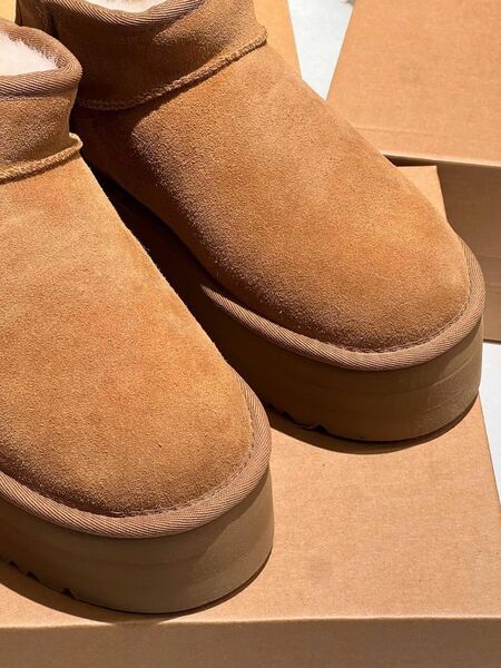 Угги Ugg Platform Mini женский замша бежевый 167679-3