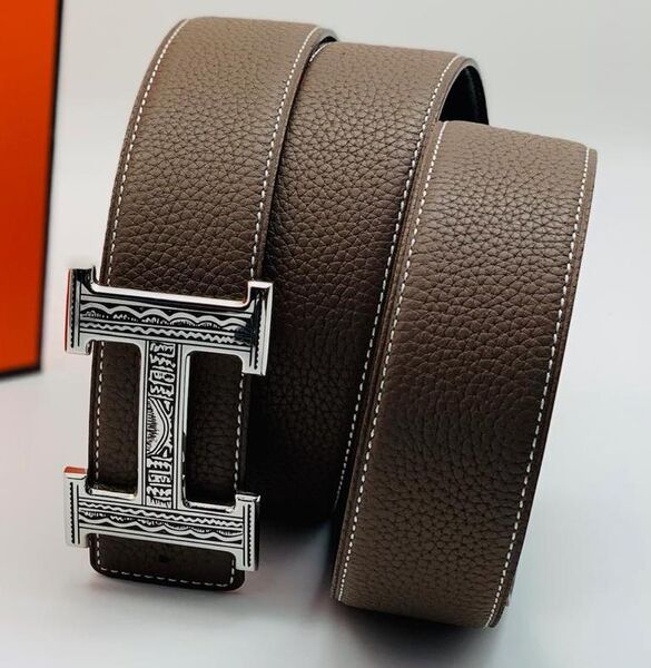 Мужской ремень Hermès мужской кожа бежевый 52546
