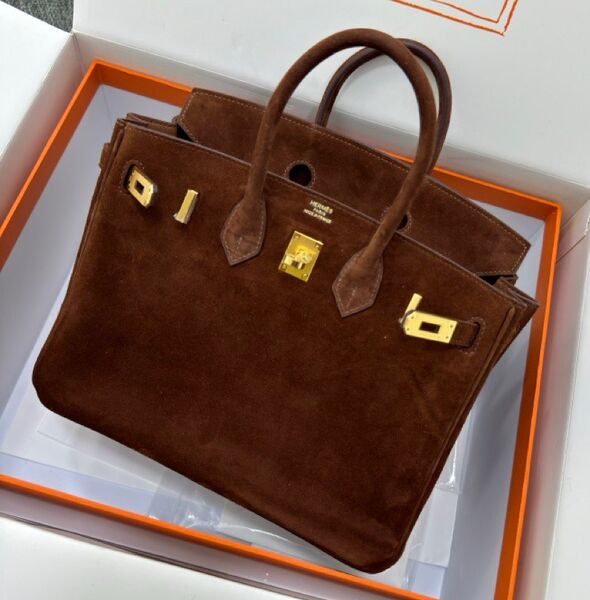 Сумка Hermès Birkin 25 женский замша бордовый 155735