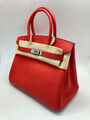 Сумка Hermès Birkin 30 ручная работа женский кожа бордовый 100587-2