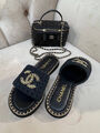 Шлепки Chanel женский кожа черный 190826-2