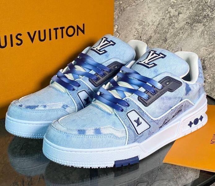 Мужские кроссовки Louis Vuitton мужской текстиль бирюзовый 160586